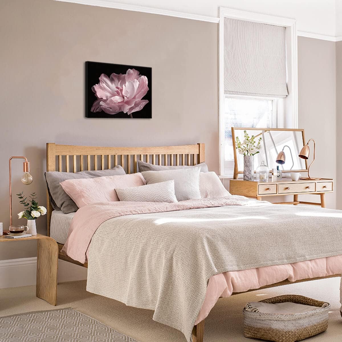 COHLOE Pink Bathroom Decor Wall Art Black And White Decorations Tulip Flower Bedroom Decor Bathroom Pictures Artwork for Home Stretched 16x20inch image 3