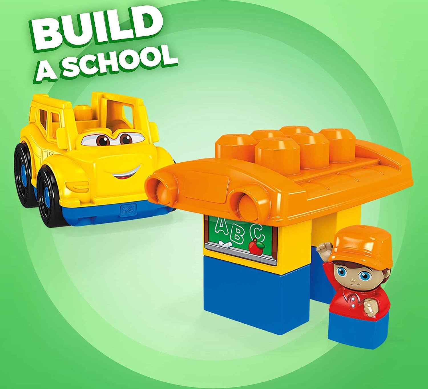 Mega Bloks First Builders Sonny School Bus with Big Building Blocks, Building Toys for Toddlers (6 Pieces)