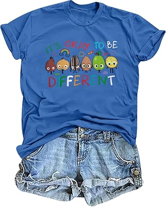 MYHALF Women Autism Awareness Shirt Teacher Autism Shirts Autism Mom Tshirt Blue Ribbon Graphic Tee Tops