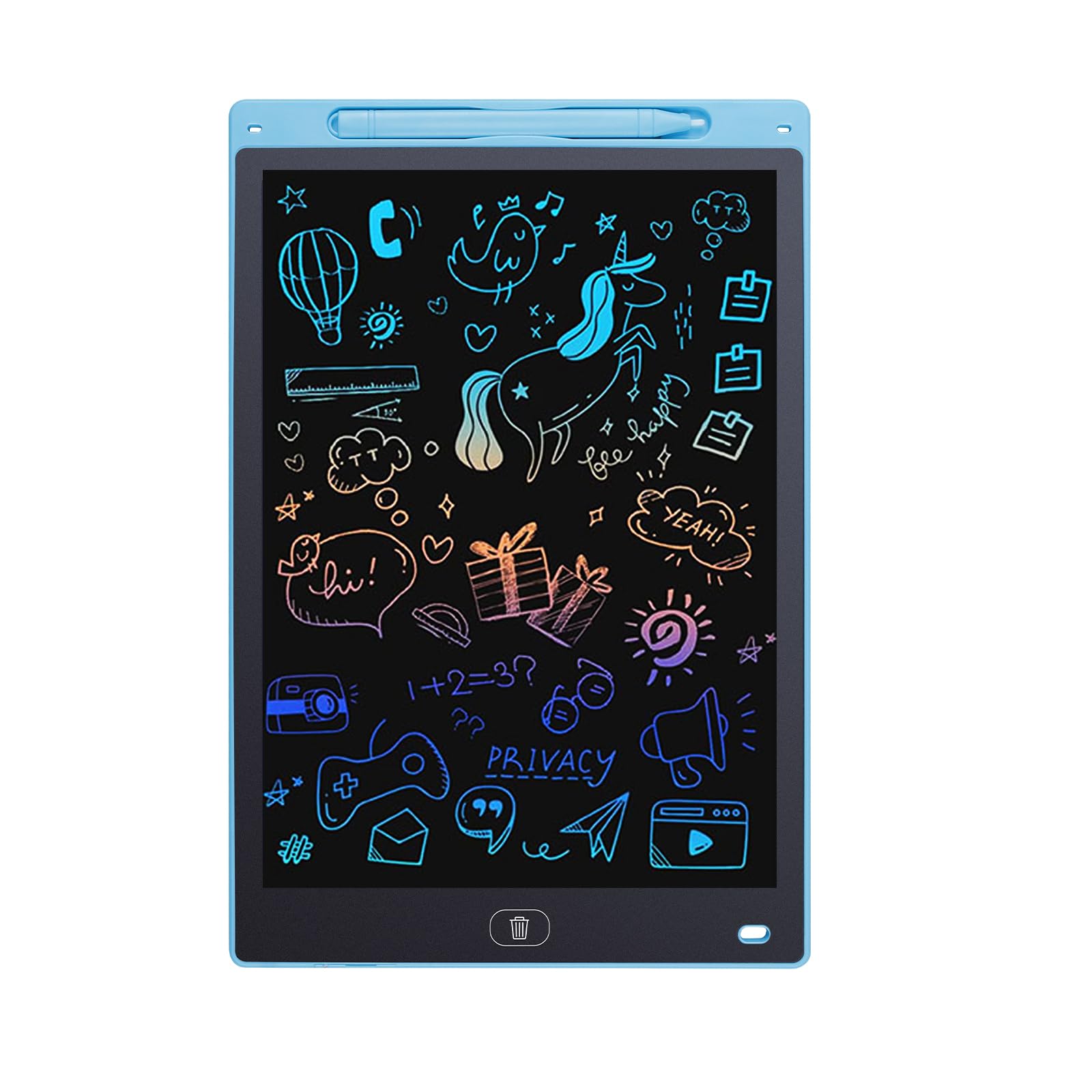 Tablet do rysowania LCD 30,5 cm dla dzieci, niebieska podkładka do rysowania dla dzieci, kolorowe jasne linie tablet do pisania dla dzieci, tablet do pisania LCD zamykany przycisk wymazania,