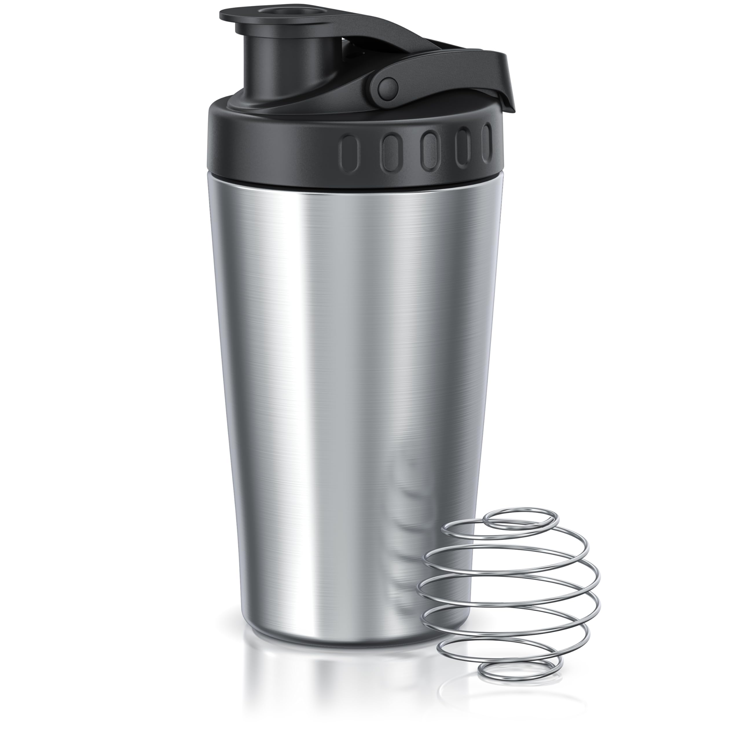 arendo Protein Shaker Bottle, Stainless Steel with Wire Mixball Whisk, 500ml, Leakproof, BPA-Free, Perfect for Mixing Powdered Shakes pre Workout,Premium Shaker for Protein Shakes, Dishwasher Safe