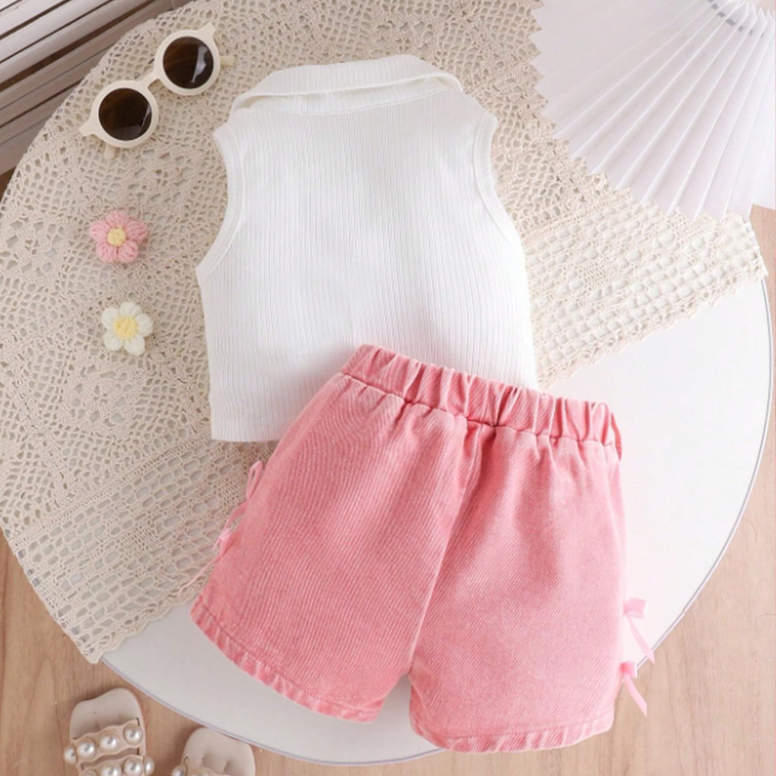 Ropa para Niña Recién Nacida Top Camisa de Sin Mangas y Pantalones Cortos Vaqueros Conjunto Traje de Verano para Bebé — view 3