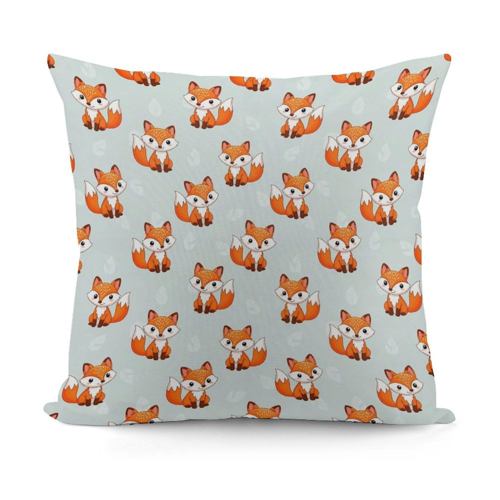 Smazdfxx Picture(54) Unique Pattern Soft Cute Fall Fox Plush Pillow Cover With Zipper For Sofa, Couch, Living Room Decorative
