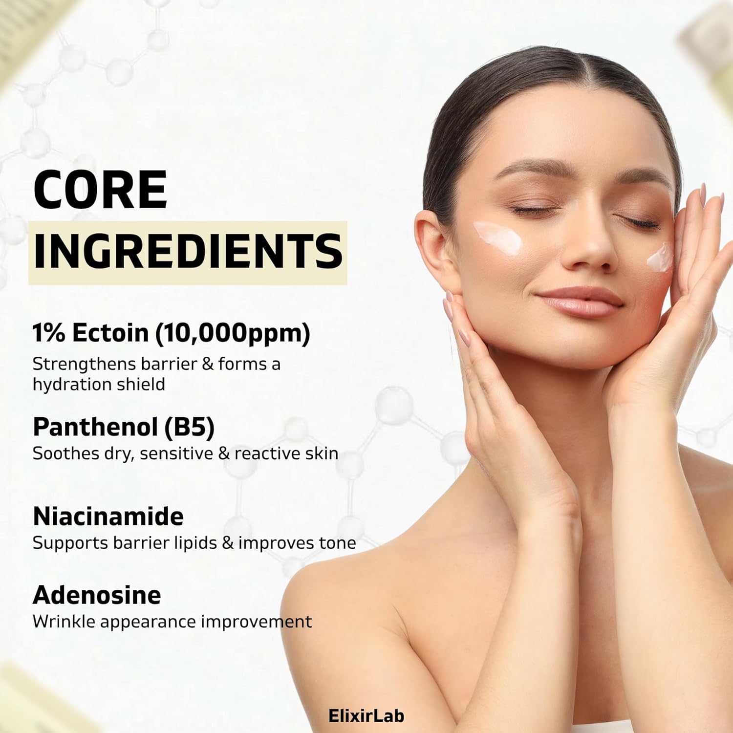 Ectoin Cream 10,000ppm | Korean Barrier Repair Moisturizer with Panthenol, Niacinamide & MELAZERO®V2 | Fragrance-Free for Sensitive, Dry & Reactive Skin | 1.69 fl oz