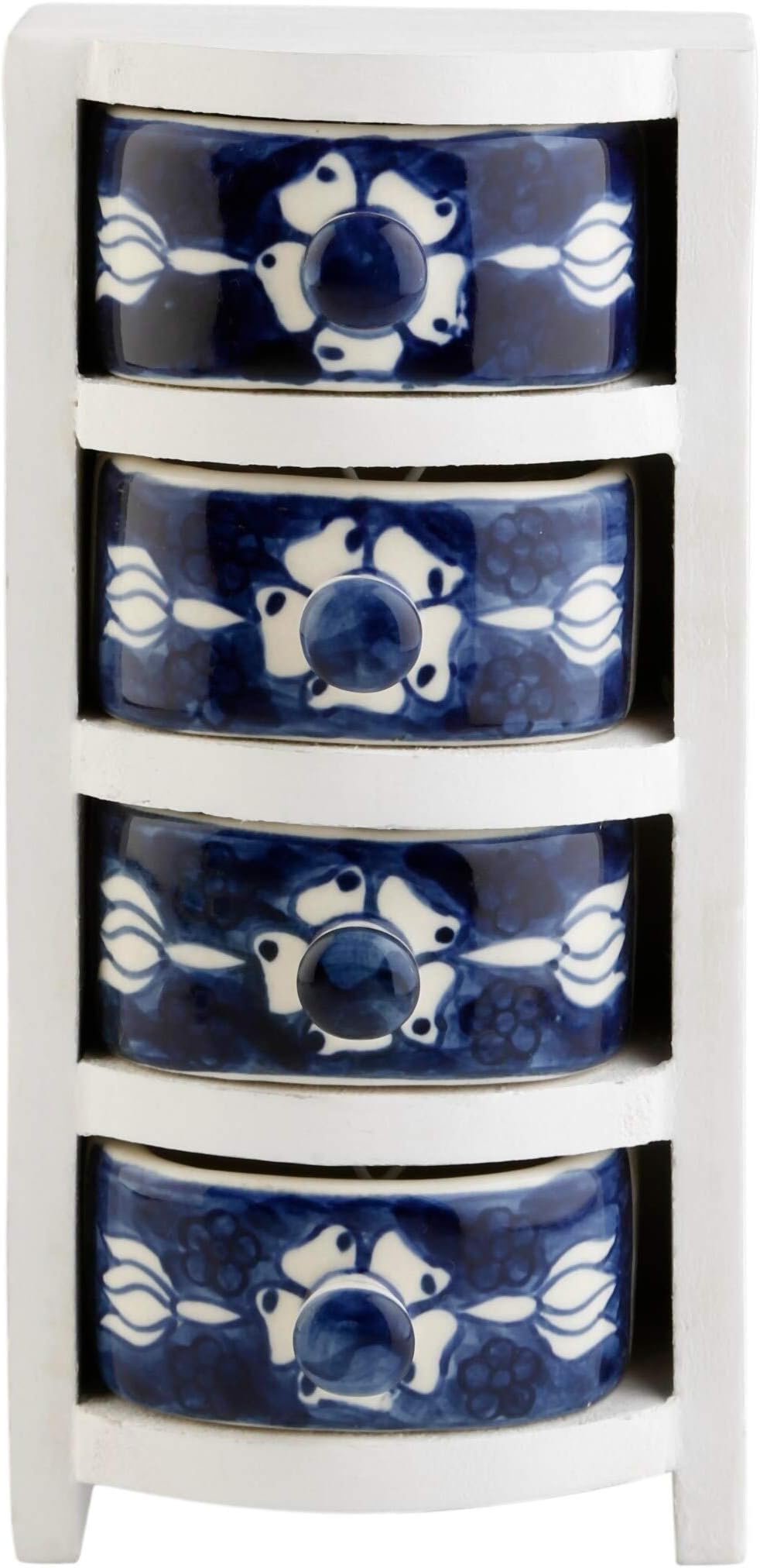 Curios 4 Drawer White Wood Apothecary Chest