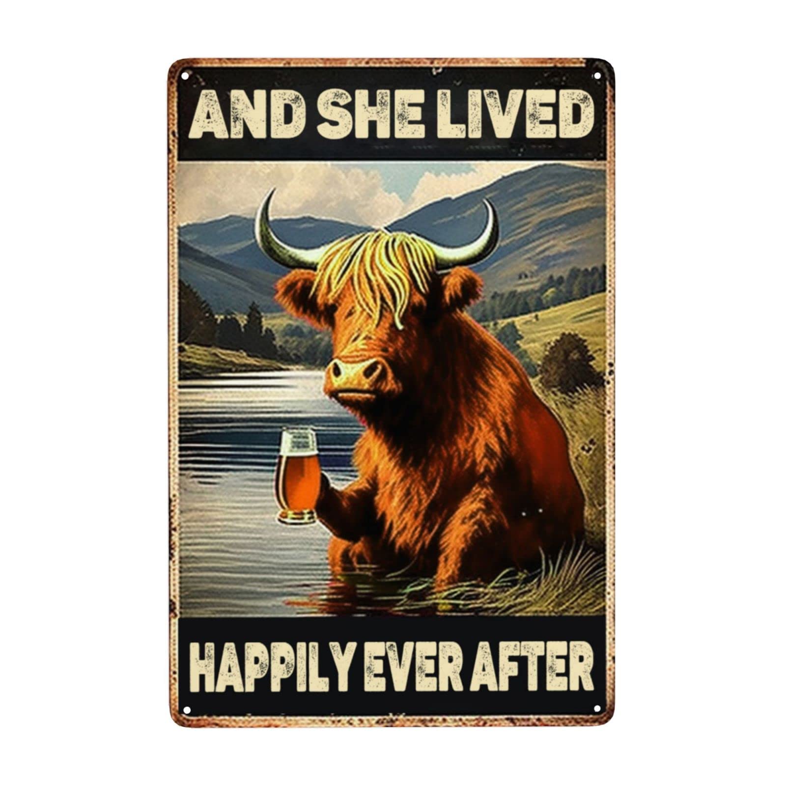 Kwqdozf As Pic Funny Cow Signs Bedroom Decor Wall Art And She Lived Happily Ever After Vin