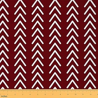 Erosebridal Geometric Fabric by The Yard,Geometry Arrow Upholstery Fabric,Modern Indoor Outdoor Fabric,Upholstery and Home Accents,Material Fabric by The Yard,Burgundy White,1 Yard