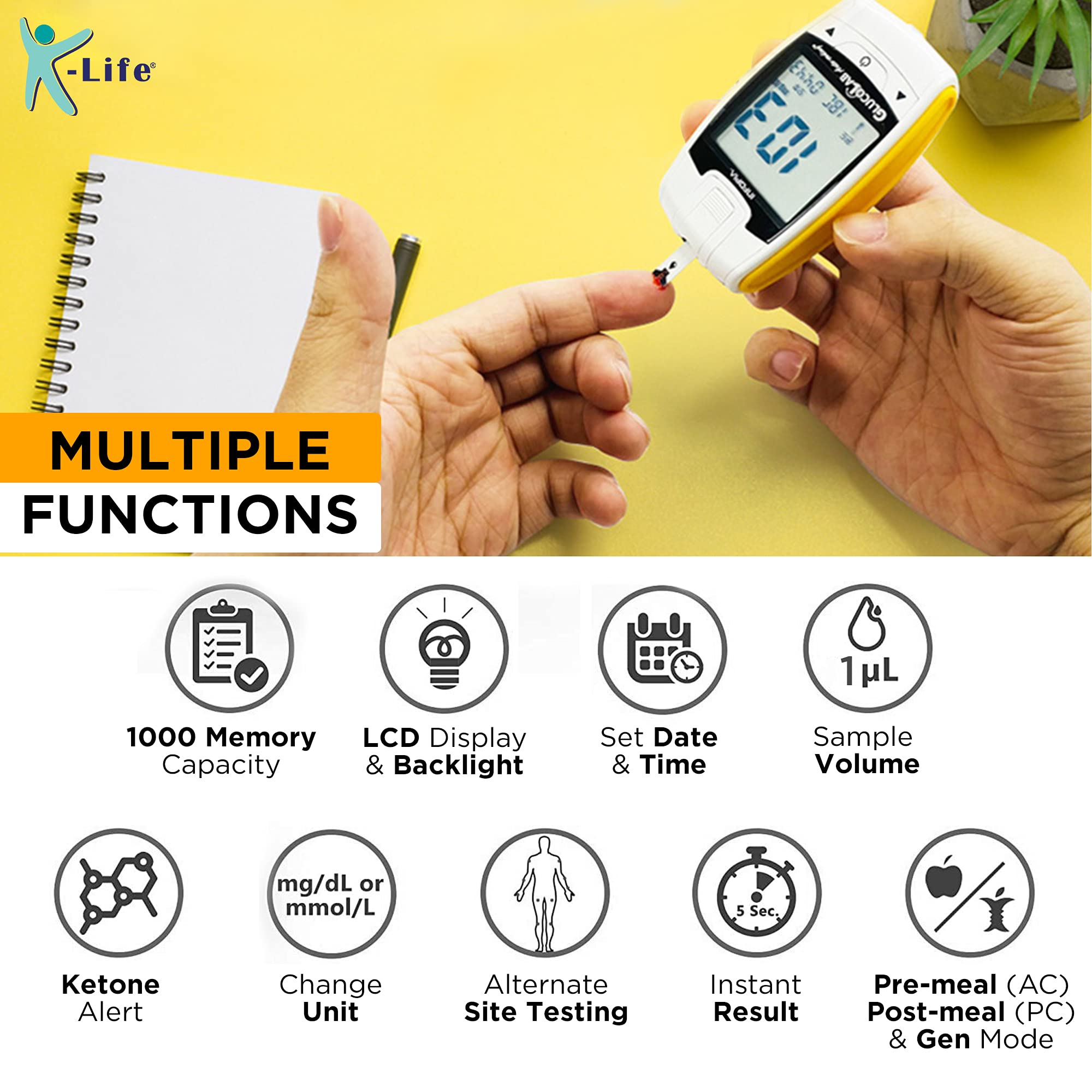 K-Life Gluco Lab Blood Sugar Machine, Sugar Test Machine for Home 50 Strips 1
