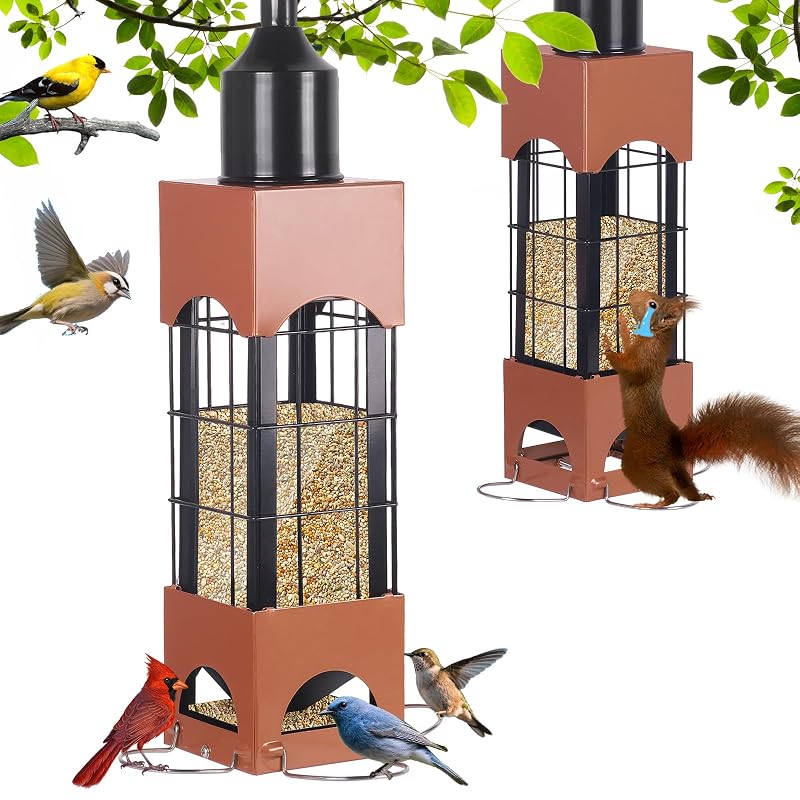 Comedouro suspenso para aves em metal com mecanismo acionado por peso wilytoin, 2,27 kg, Dourado