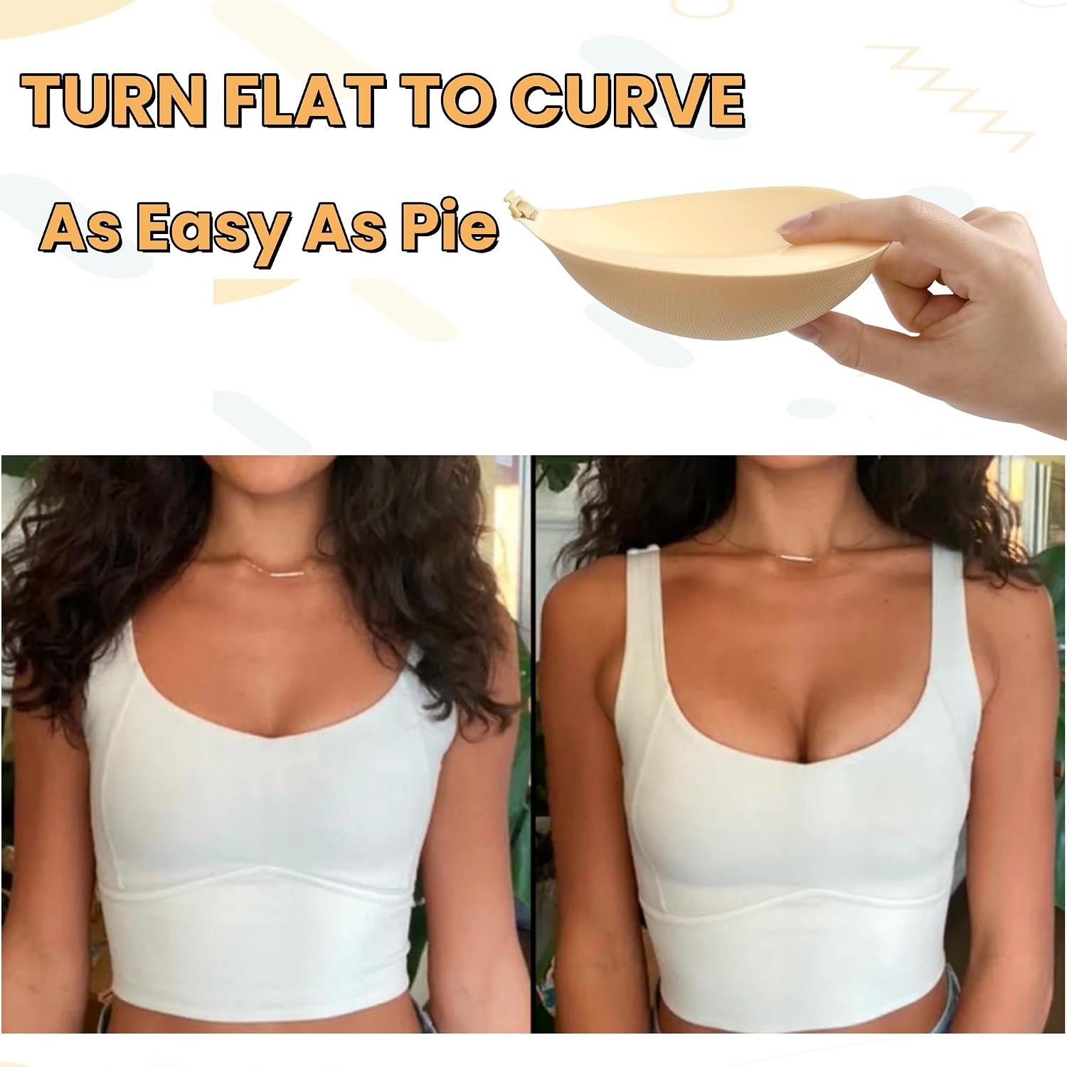 Nimiah Thick Push-up Sticky Bra - 1.2" Padding Adds 1 Cup Size, One Size Fits 30A/B-34A, Invisible Backless Strapless Adhesive Bra for Wedding, Party, Low Cut Dresses Beige