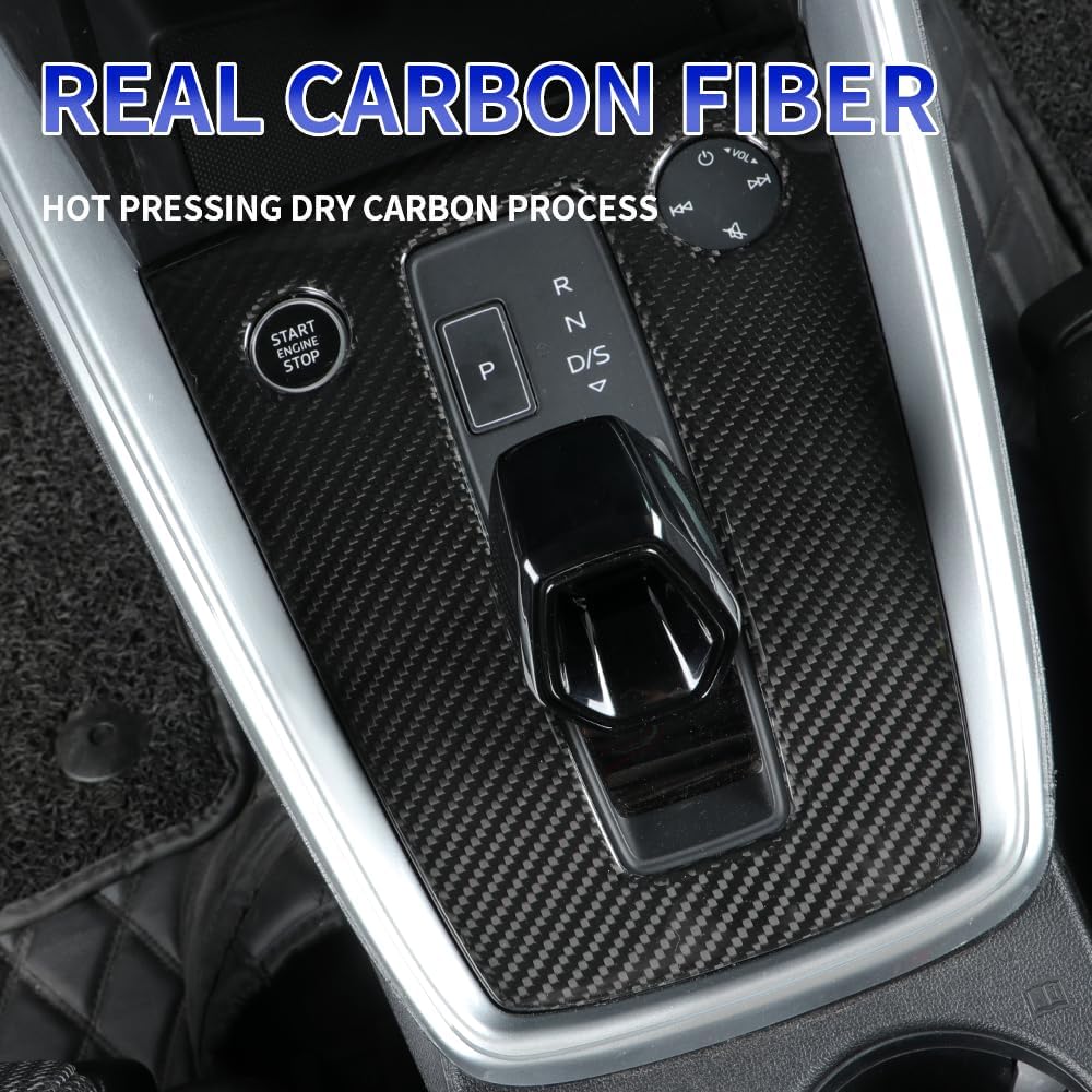 JSWAN Real Carbon Fiber Center Console Gear Shift Panel Cover Fit for A3 A3L (2021 to 2024) Central Gears Shift Panel Protective Cover (Console Panel Cover)