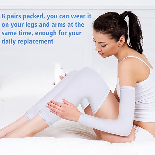 Miniatura 5 de Eurzom 8 pares de mangas para eccema para adultos y adolescentes, para eczema, psoriasis, unisex, manga para piernas y brazos para mujeres y