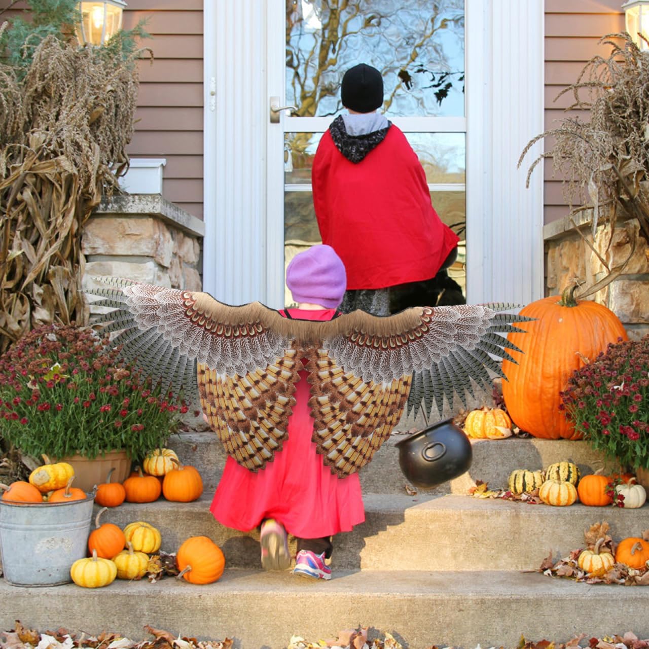 Toddmomy Owl Costume Set, Owl Wings Mask Bird Wing Eagle Hawk Cosplay Halloween Bird Costume Party Performance Prop for Kids Boys Girls