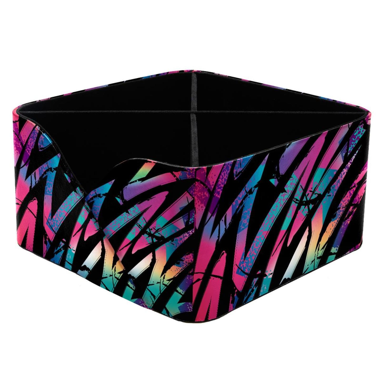 KengjuTesu Abstract Grunge Neon Colors Desktop Organizer Pen Holder, Rectangular Pencil Cup for Office, Study and Makeup Stations