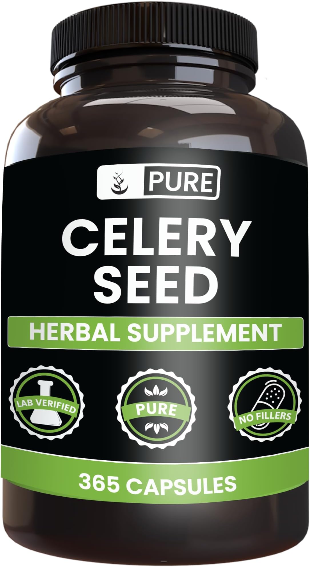 Celery Seed (365 Capsules) No Magnesium Or Rice Fillers, Always Pure, Lab Verified