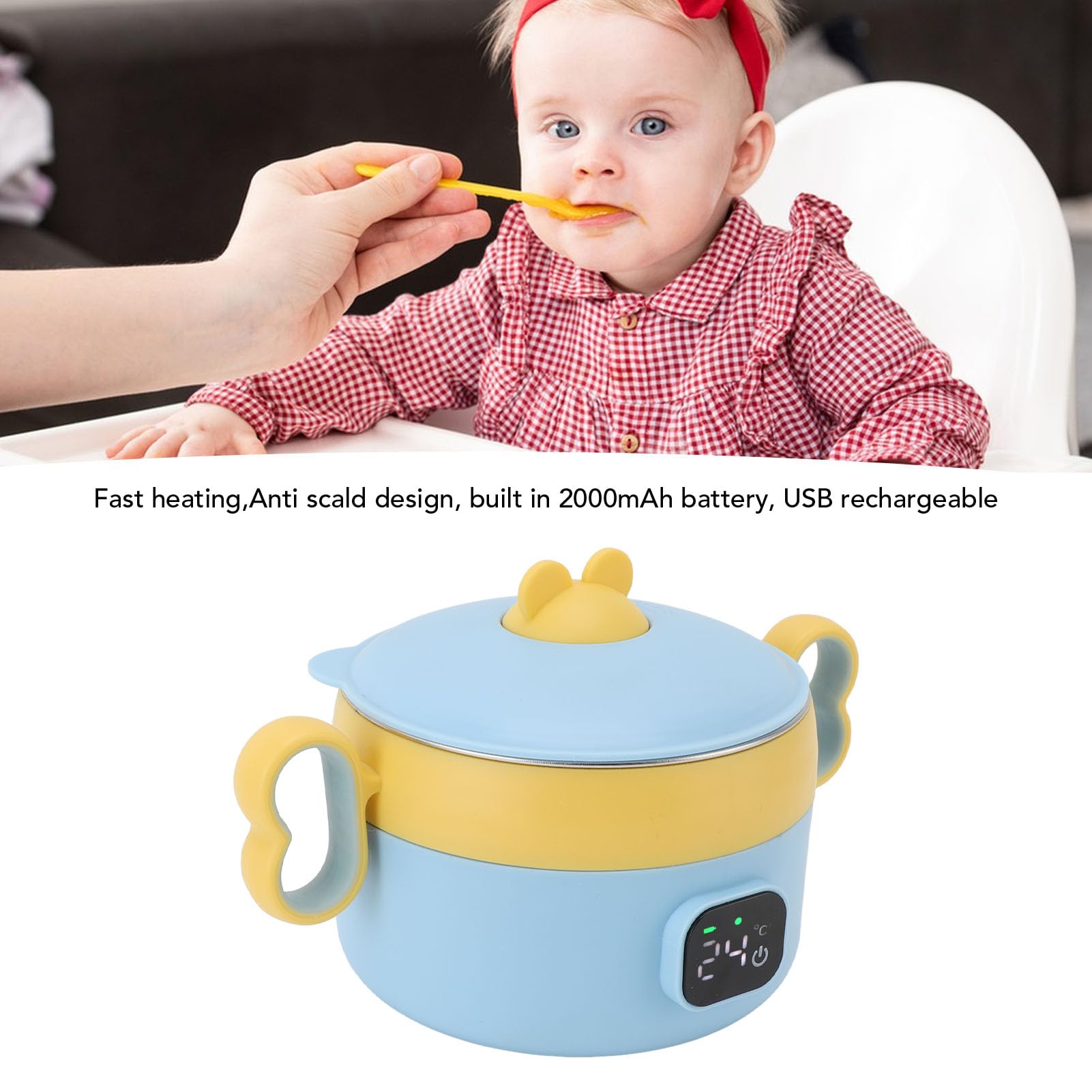 Box per il Pranzo Elettrico, Neonati Portatili Calco Alimentare USB Contempazione Costante Riscaldata per il Pranzo, Scalda per Pranzo Isolato per Bambini per Lavoro 'ufficio