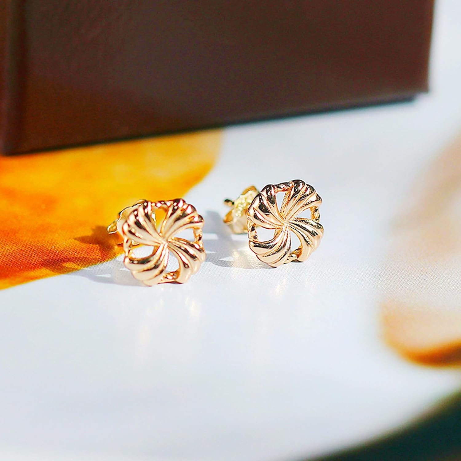 14K Gold Plated Sterling Silver Stud Earrings for Women, Vintage Button-Inspired Design with Rich Gold Tone, Classy Timeless Look, Hypoallergenic Jewelry Gift - Image 5