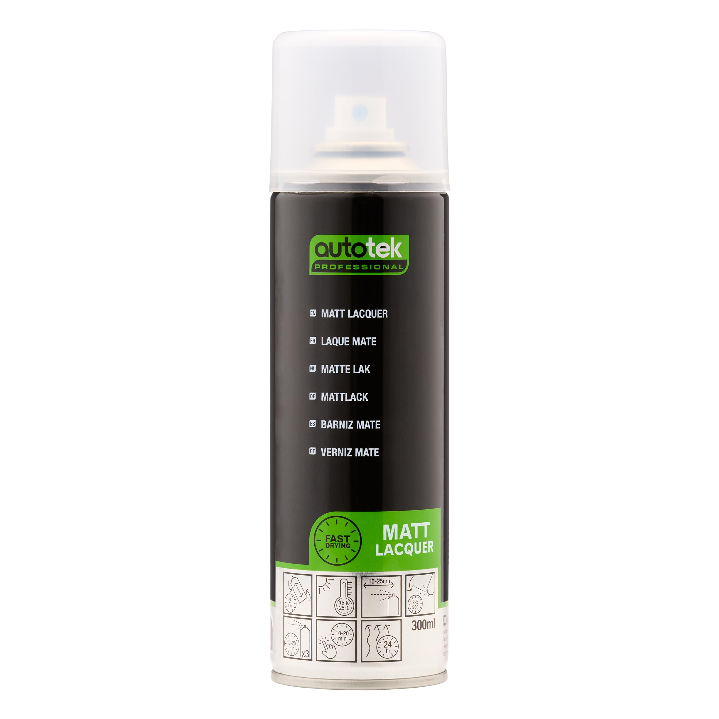 Autotek Professional Tough & Durable Matt Finish Lacquer for Car Spray Paint - Matt Lacquer, 300 ml