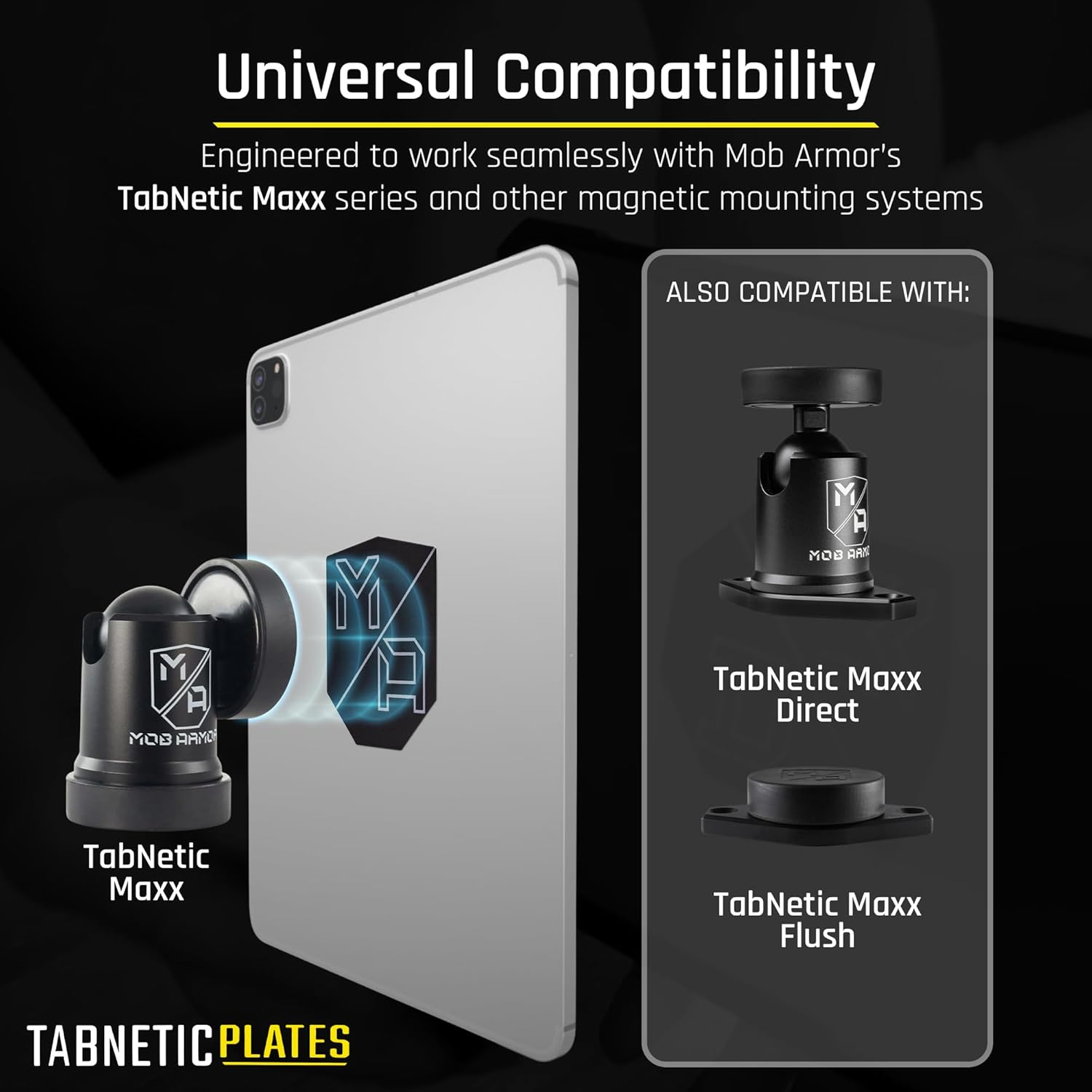 Mob Armor TabNetic Mounting Kit with Adhesive Disc, Durable Metal Plate & High Strength Magnetic Attachment for Universal Tablet Mounting - Ideal for Car, Home, Office, or Custom Installations