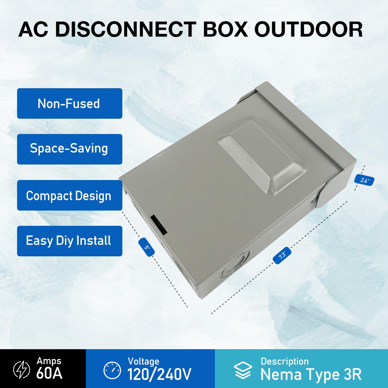 Z PDBX-60AN 6 Pack AC Disconnect Box 60A 240V Non-Fused,Pull-Out Disconnect Switch