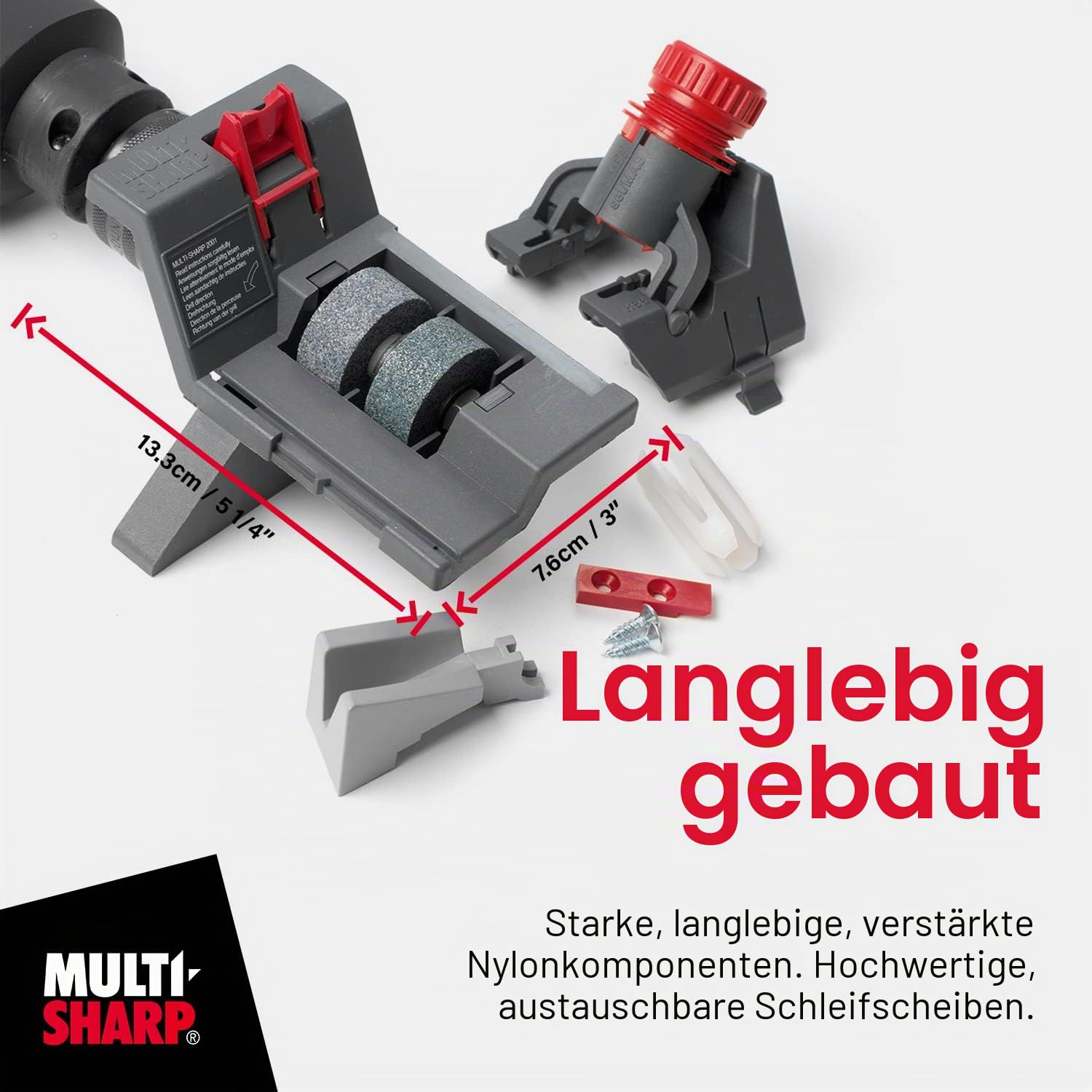 MULTI-SHARP 2001 Bohreinsätze und Werkzeugschleifer 3-13mm Durchmesser (HSS, Flachholz, Mauerwerk, SDS-Plus und Holzspiral)