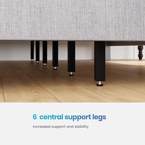 Miniatura 6 de PayLessHere Base de cama tapizada con base de colchón matrimonial con cabecera tapizada de tela y soporte de listones de madera, totalmente