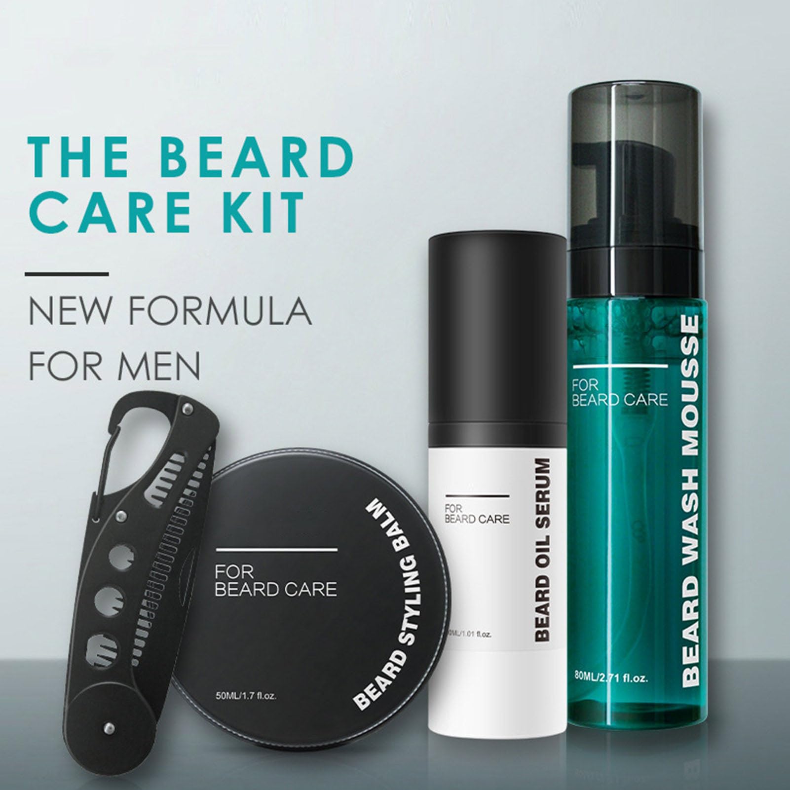 Kit professionale per la cura della barba, set regalo completo per marito | include olio da barba, balsamo, pettine, e spazzola, per la toelettatura degli uomini di alta qualità per