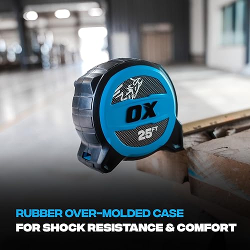 Miniatura 4 de OX Tools Tuff Blade - Cinta métrica a prueba de golpes de 25 pies con revestimiento de nailon, hoja de 1 14 pulgadas, construcción de gancho de