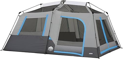 Miniatura 3 de CORE Tienda de campaña instantánea para 10 personas con luces LED  Tienda de campaña grande iluminada para múltiples habitaciones familiares para