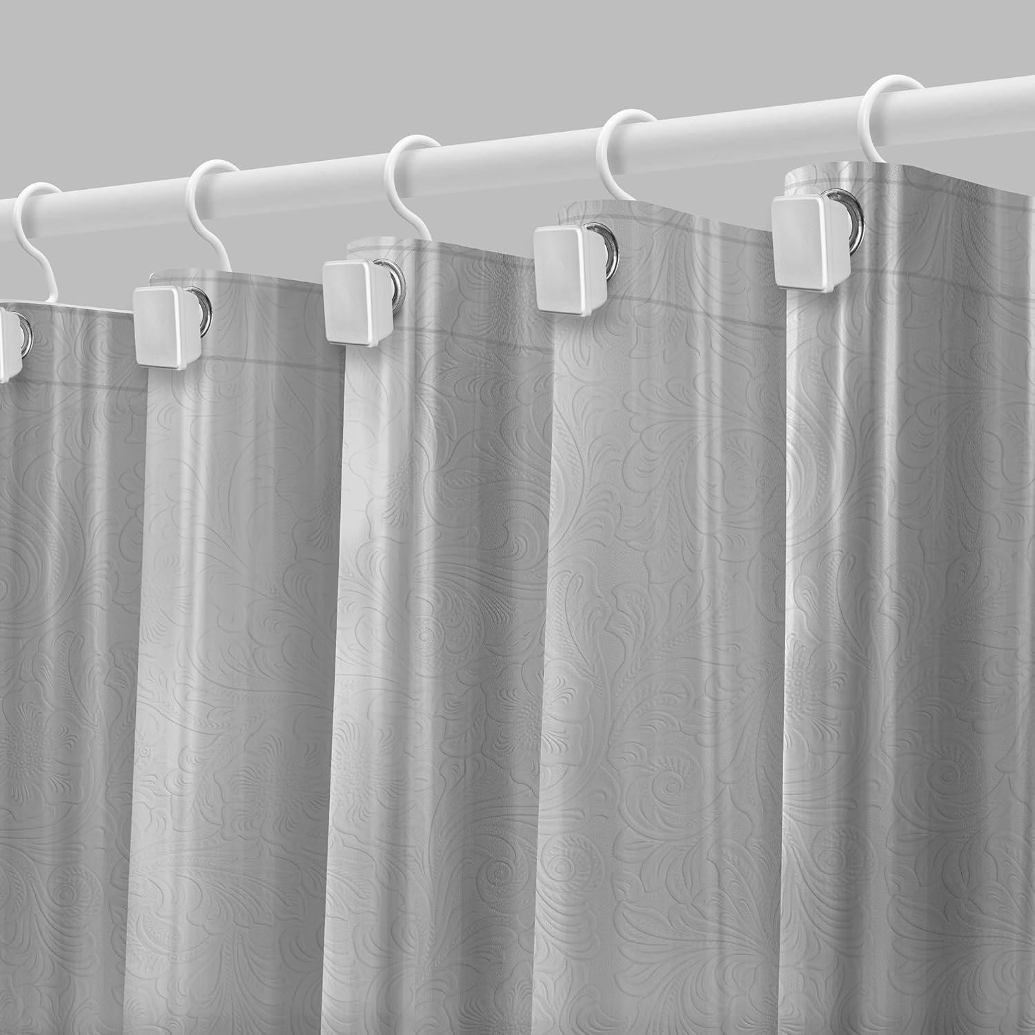 Shower Curtain Liner with Grommets | PEVA Bathroom Liner 72 x 72 | Waterproof, Durable, Easy to Clean, Heavy Duty Shower Curtain Liner with Magnetic Hem | Flower White