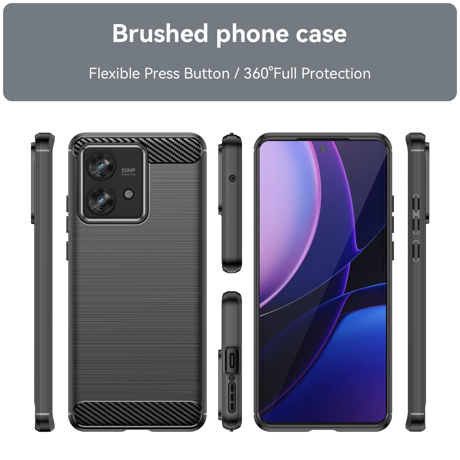 COVER NERA x MOTOROLA EDGE 40/NEO/PRO CUSTODIA CARBON ANTIURTO RINFORZATA