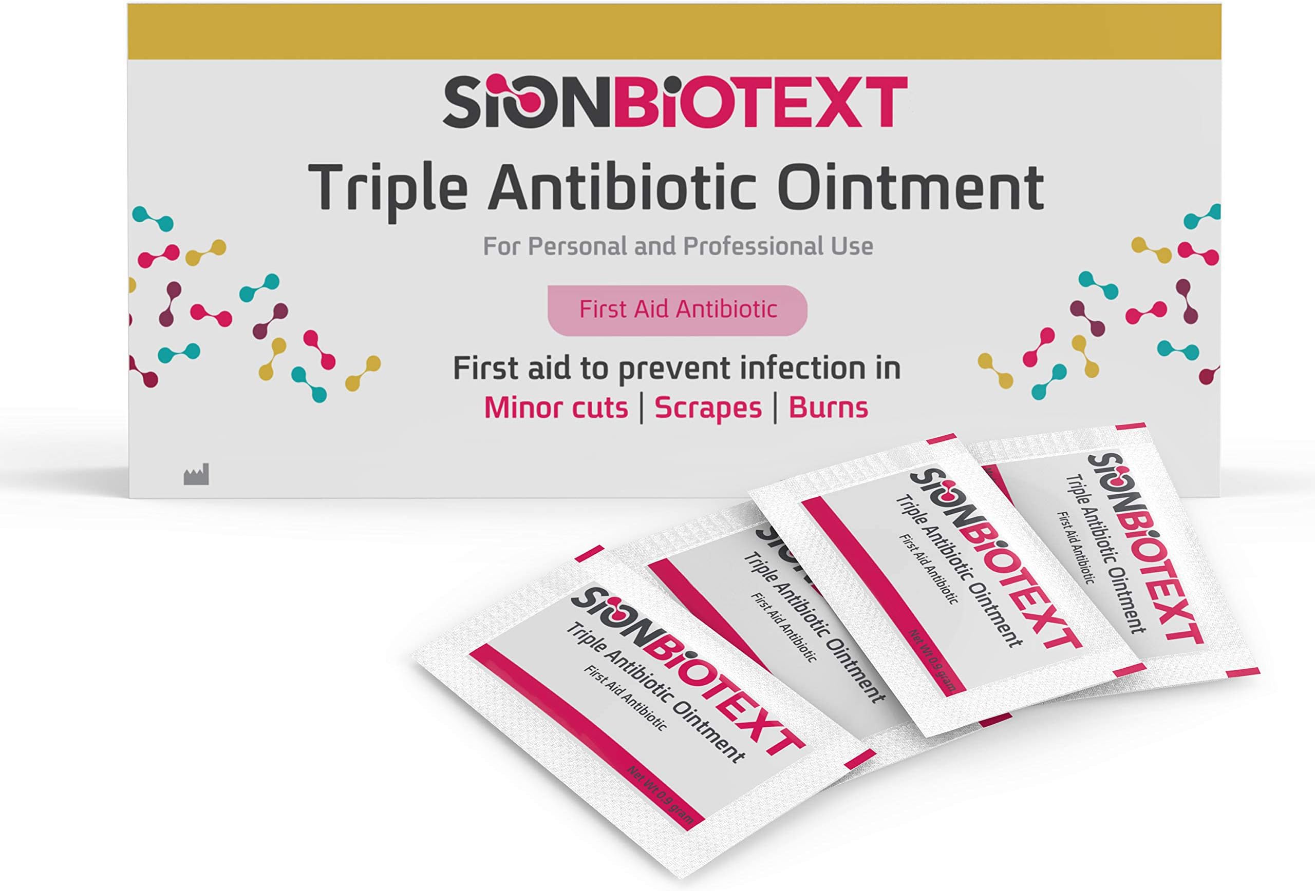 Triple Antibiotic Ointment Maximum Strength Skin Care by Sion Medical Value Pack Cream in Individual Packets for Cuts Scrapes Burns 0.031 oz (0.9g) 144 in Box First Aid Travel Size