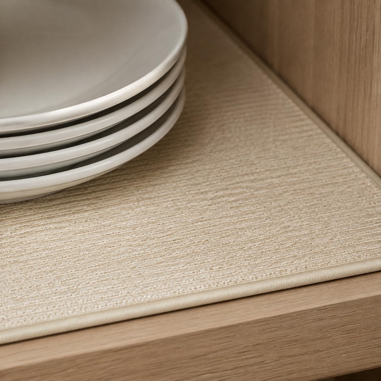 Tapis Protection Meuble Tissé, Construction tissée, Protection Meuble Tissée, Console sécurisée, pour protecteurs, Fil Oblique Imitation Cachemire - Blanc cassé - Angle Droit, Size to 2