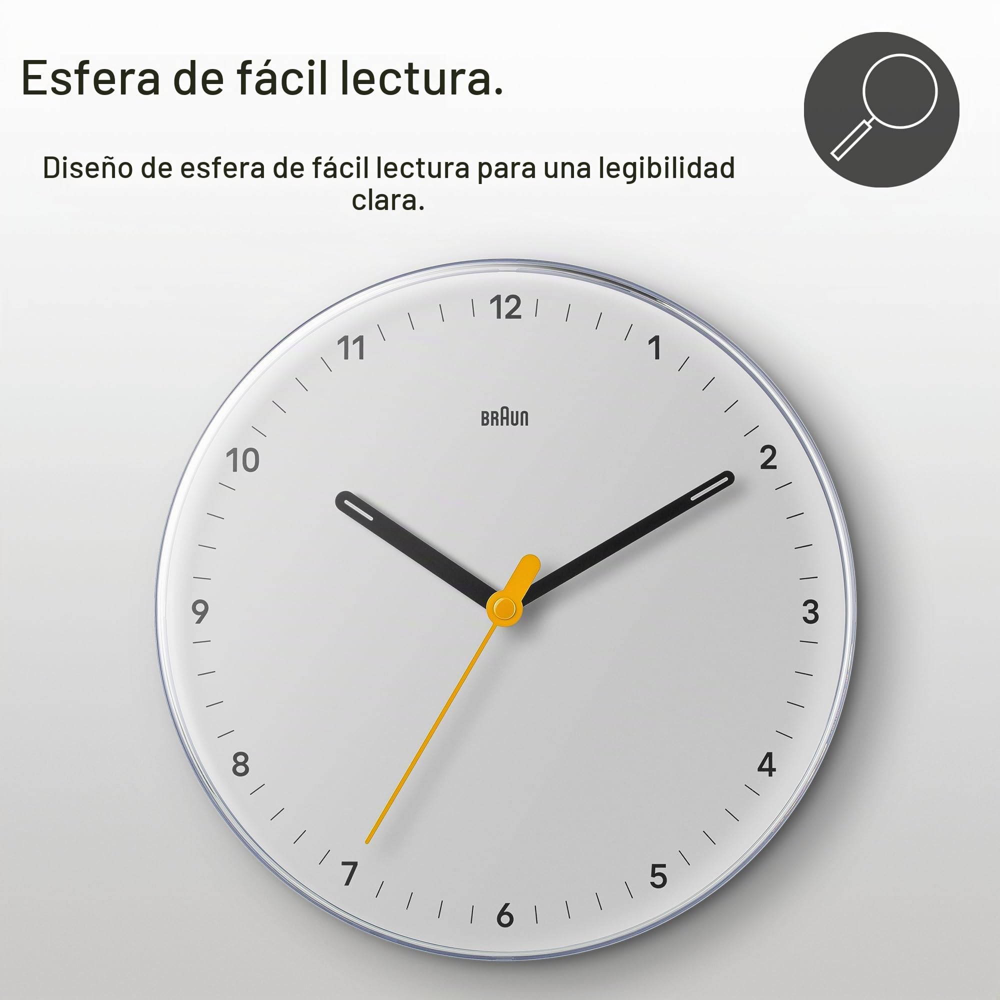 Braun Clásico Reloj de Pared radiocontrolado Zona horaria de Europa Central (DCF/GMT+1), fácil de Leer, 23 cm de diámetro en Negro, Modelo BC26W-DCF