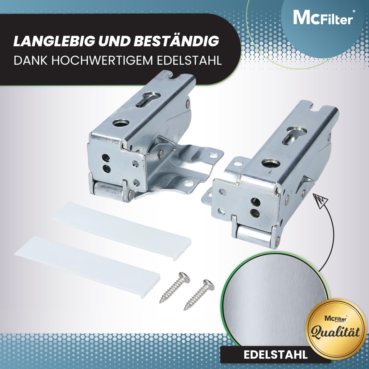 McFilter I 2x Kühlschrank Scharnier kompatibel mit Bosch Siemens Miele AEG Neff 00481147 481147 Neff AEG 407131425/8 Miele 5546050 00481145 00499570 00499569 Ersatz Flachscharnier Kühlschranktür