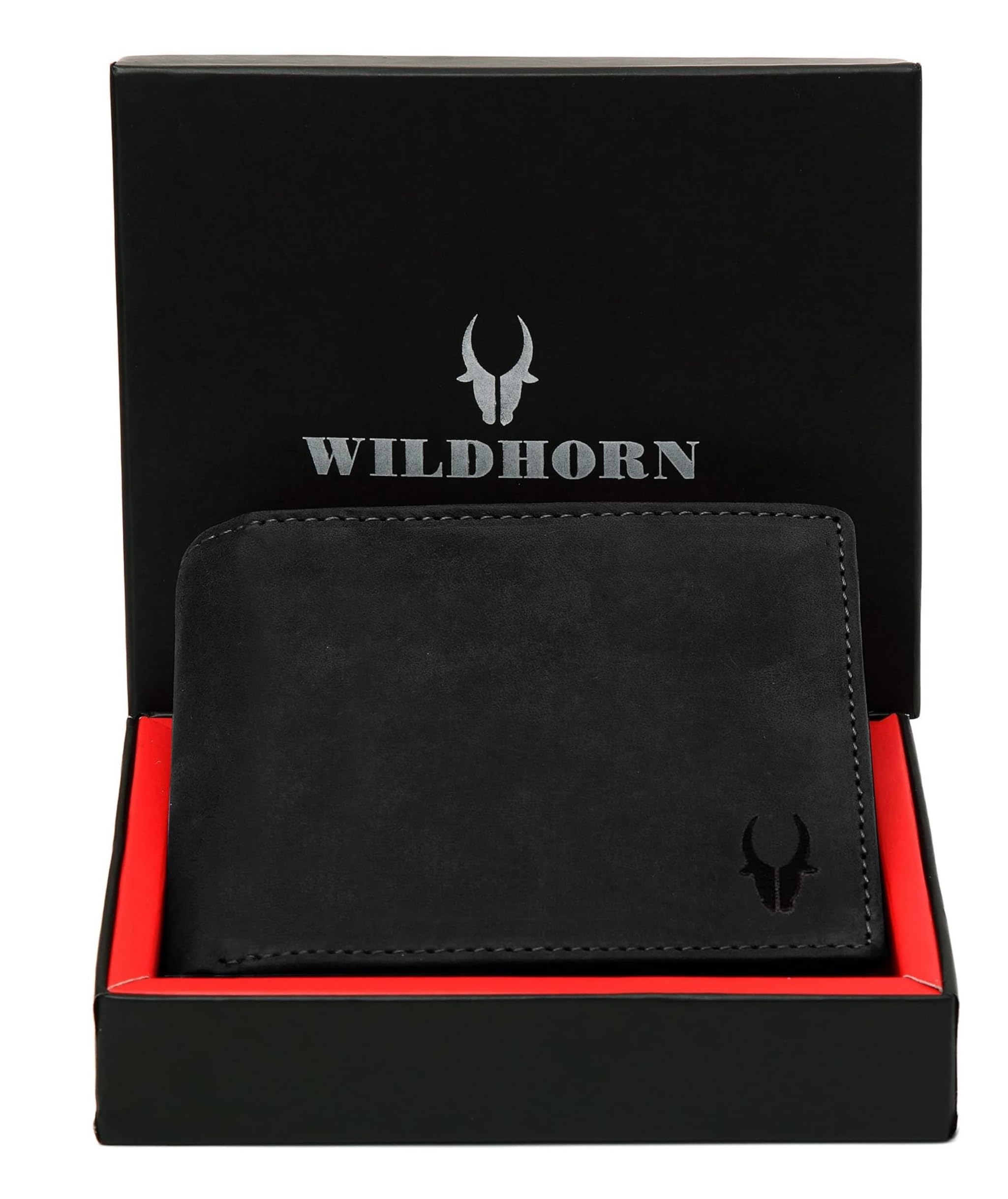 WildHorn Men Leather RFID Protected Wallet, Black