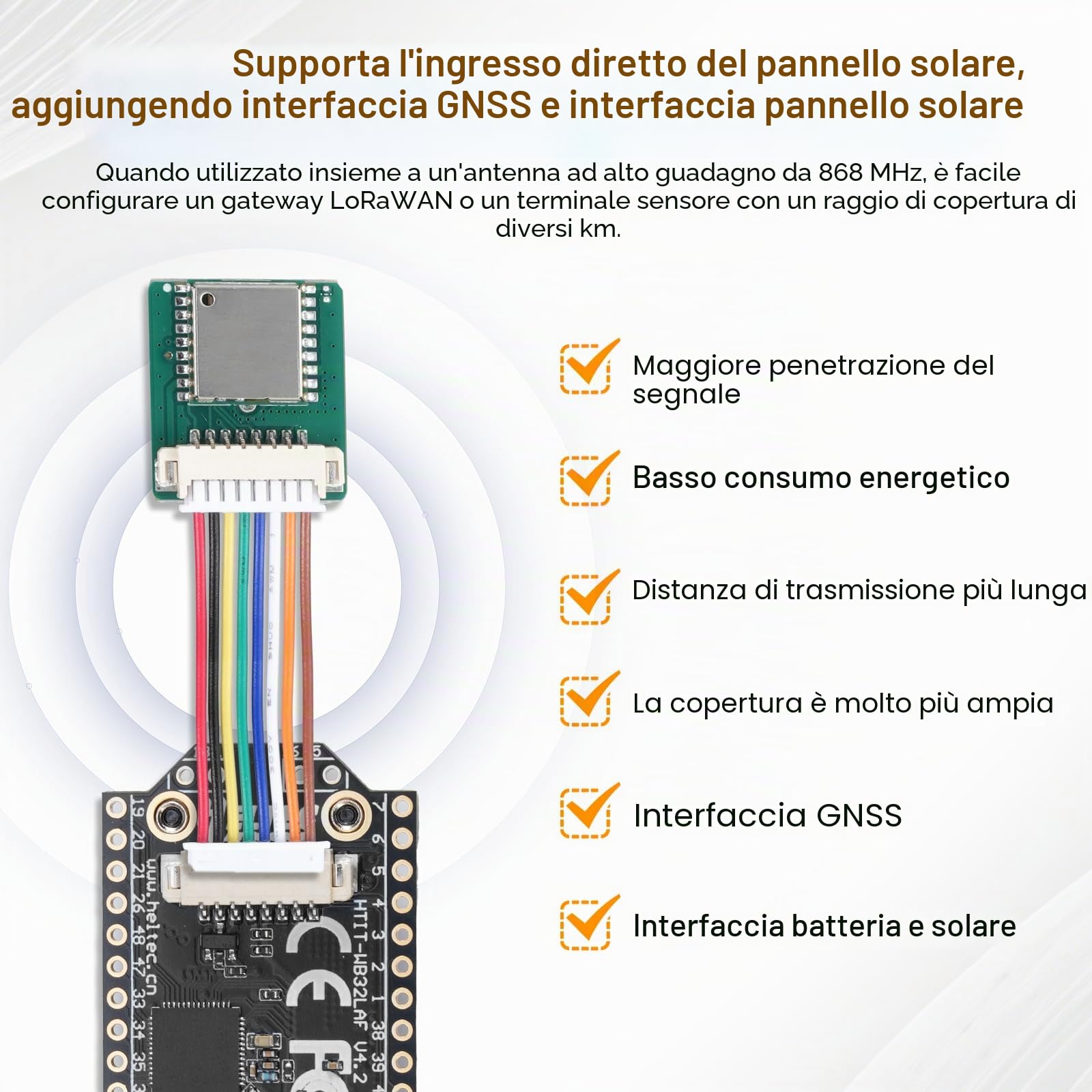 LoRa Meshtastic ESP32 V4 Scheda con antenna da 868 MHz e display OLED AYWHP LoRa ESP32 Scheda di sviluppo Wi-Fi integrato Bluetooth SX-1262 Chip compatibile con Arduino/Meshtastic
