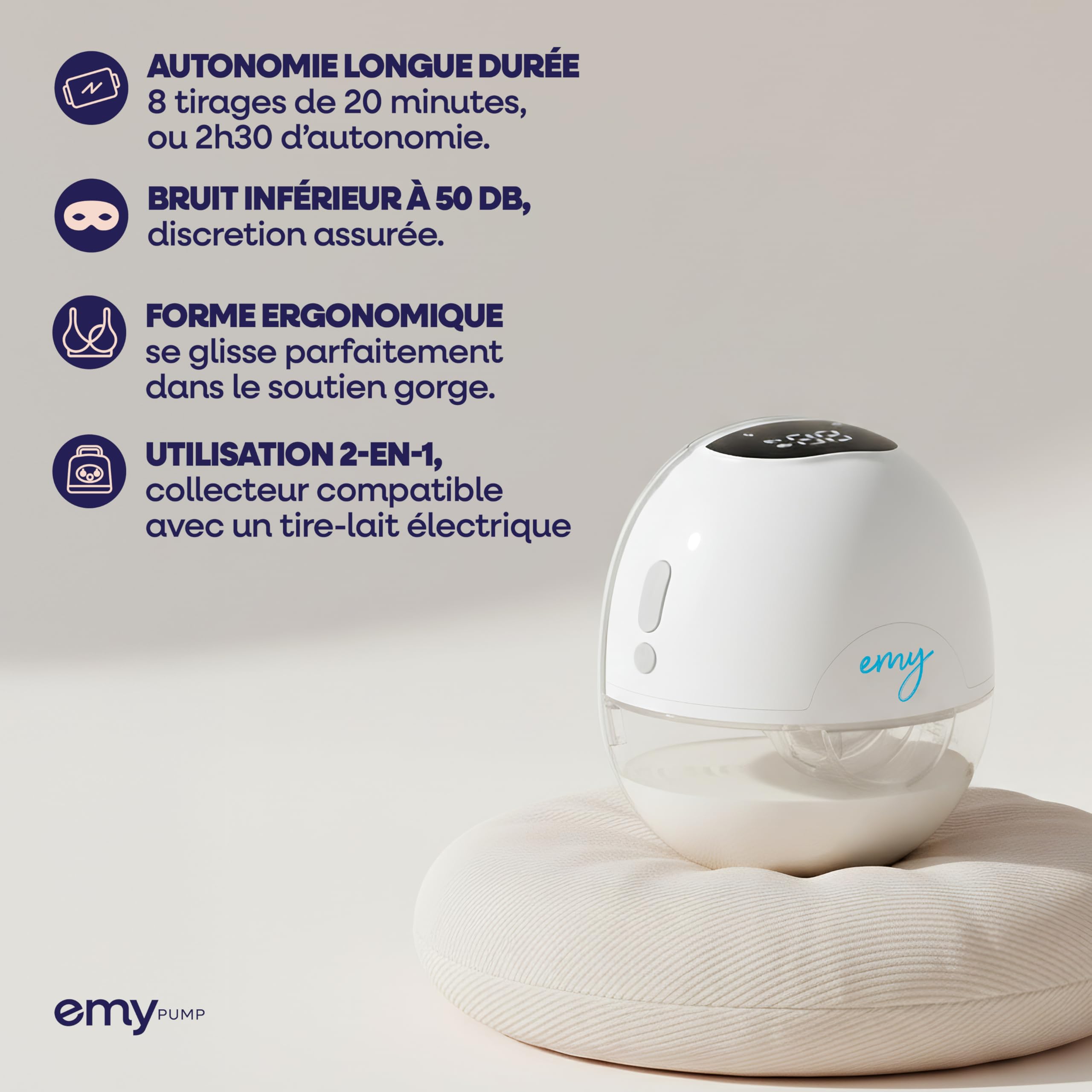 Tire-Lait Électrique Mains Libres Puissant Emy Pump Double, Portable, 6 Téterelles, Sans BPA