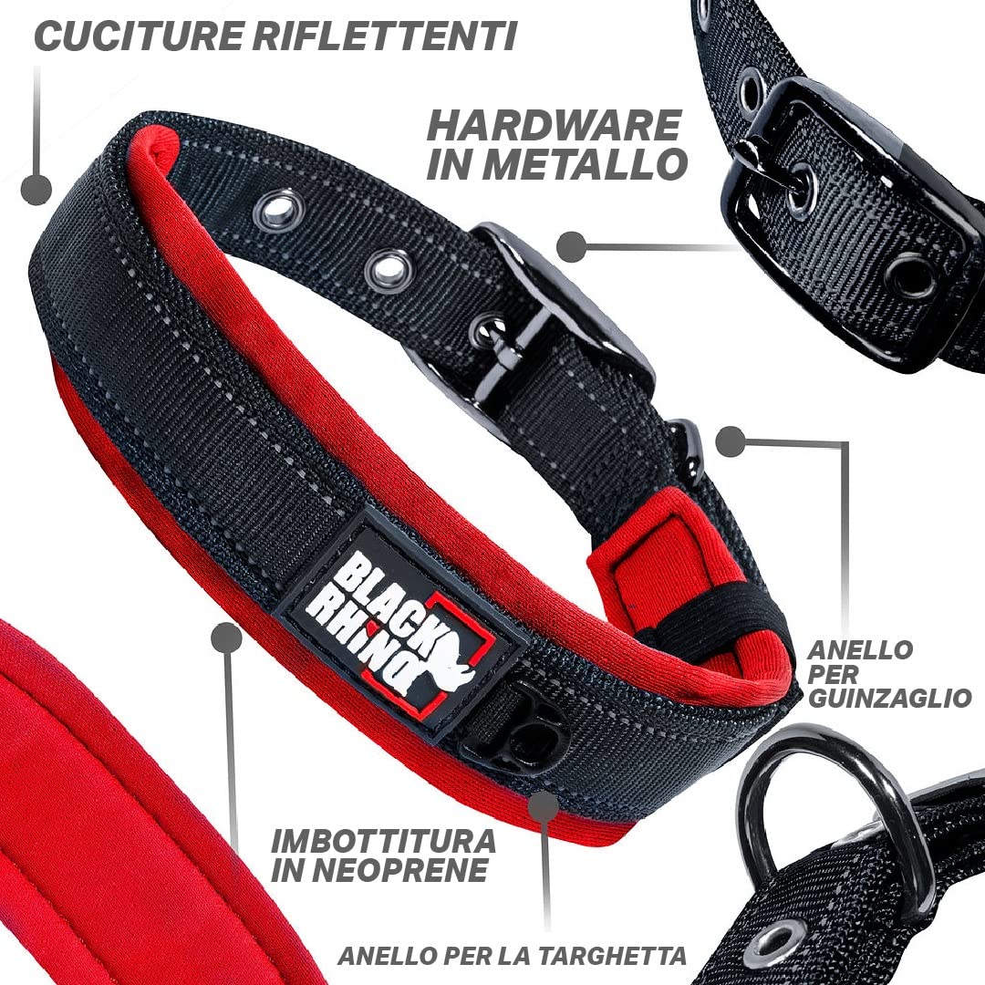 Black Rhino il collare comfort (xlarge, rosso/nero)