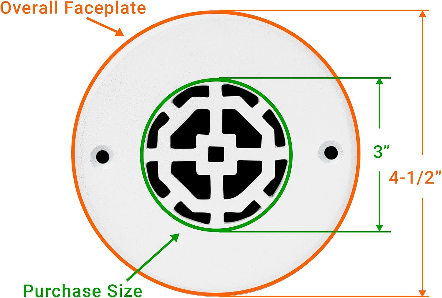 Achtek 3" Duct (4-1/2" Round Overall Size) Solid Cast Aluminum Round Grill | Powder Coated | for Wall-White with Screw Holes