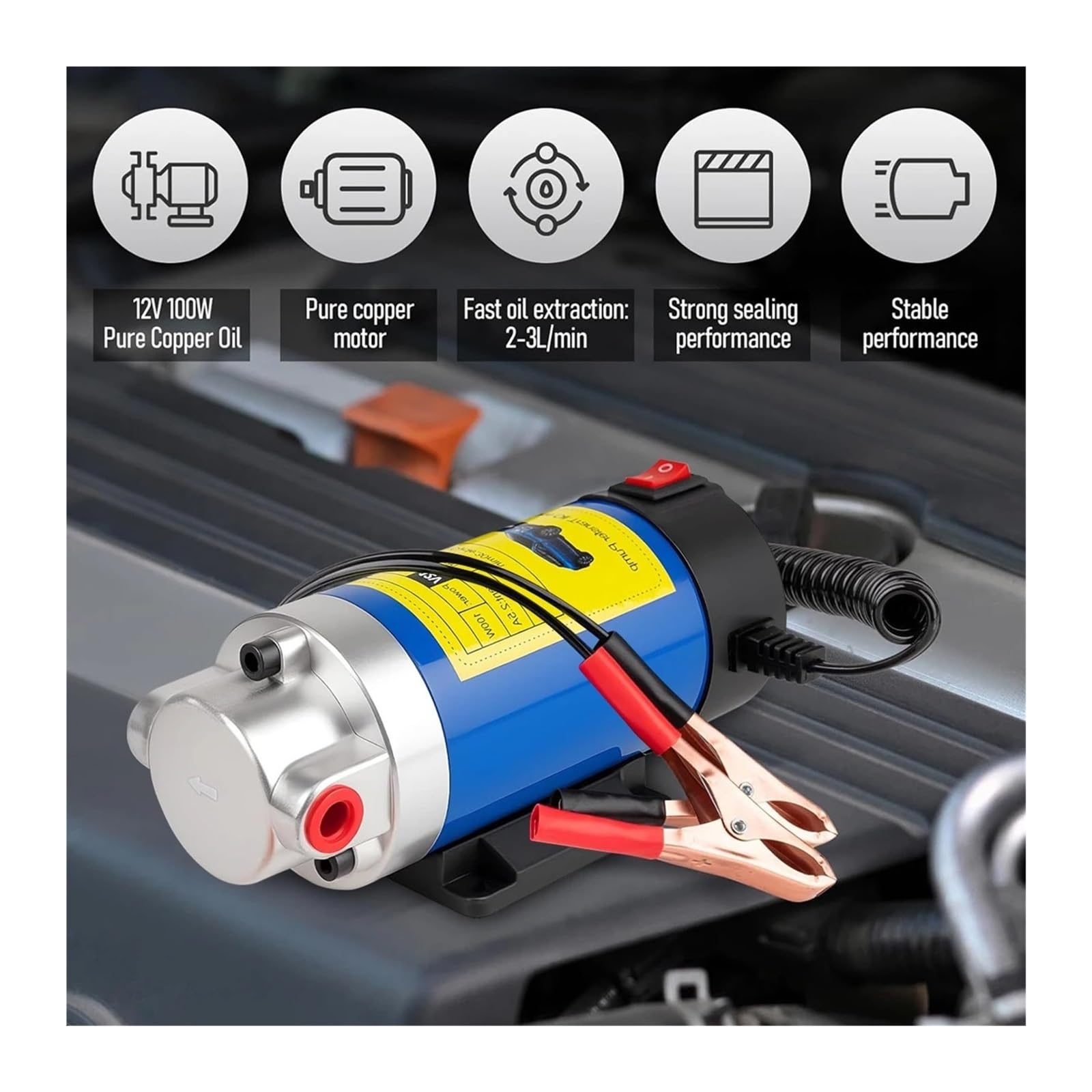 Bomba Combustible Coche Bomba Transferencia Aceite Portátil Para Coches Motocicletas Barcos 1-4L/min 12V Extractor Fluido Cambio Eléctrico Bomba Combustible Herramienta Sifón