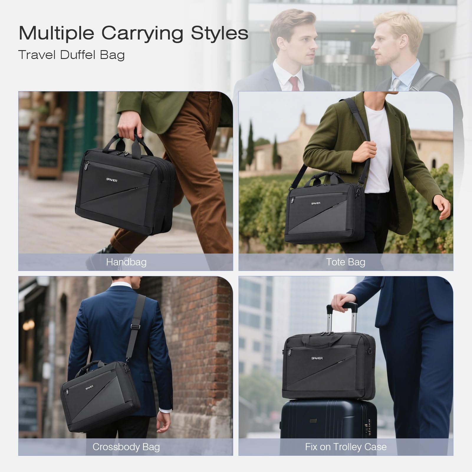 SPAHER Bolso Bandolera Portátil 15,6/16 Pulgadas Maletin Portatil Bolsa de Transporte para Ordenador Bolsa de Mensajero de Hombro Laptop Trabajo Bolsa Ordenador Portatil, Negro