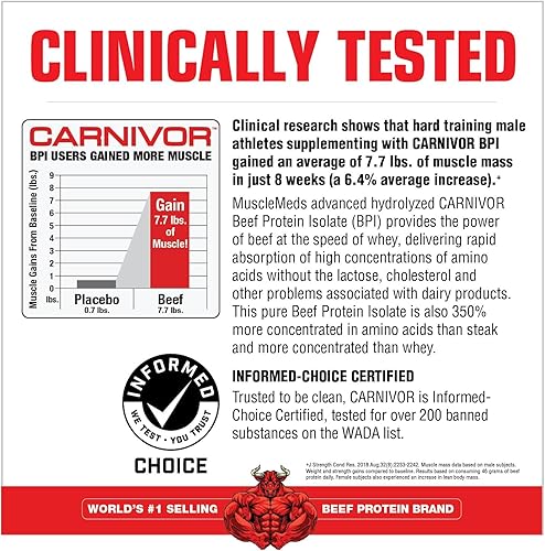 Miniatura 4 de MuscleMeds CARNIVOR - Polvo aislado de proteína de res en polvo construcción muscular recuperación sin lactosa sin azúcar sin grasa 076 onzas de