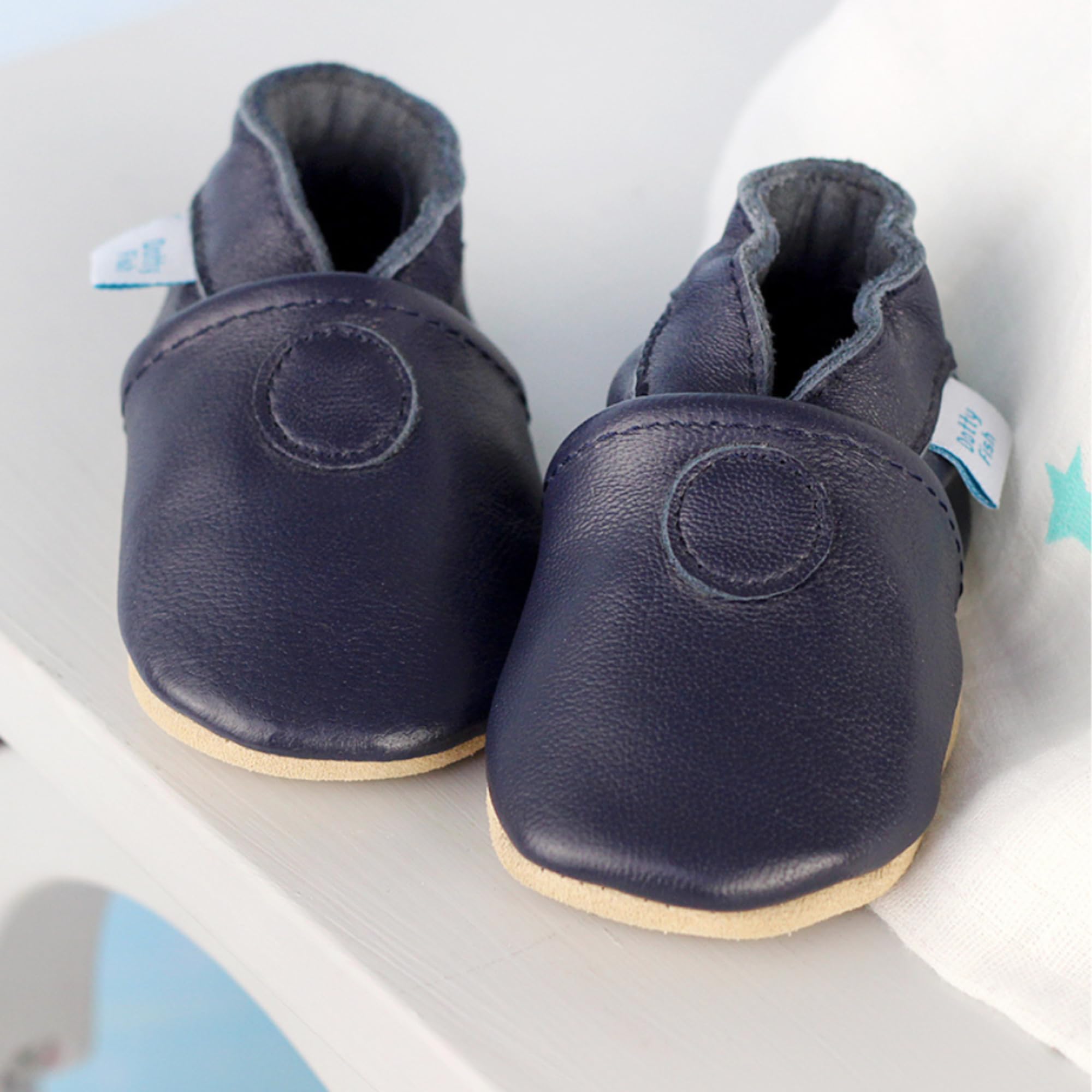 Dotty Fish Soft Sole Leather Baby & Toddler Shoes β Barefoot, Non-Slip, Lightweight & Flexible, Elasticated Ankles - Unisex Boys & Girls, UK Brand, Podiatry Approved - 3