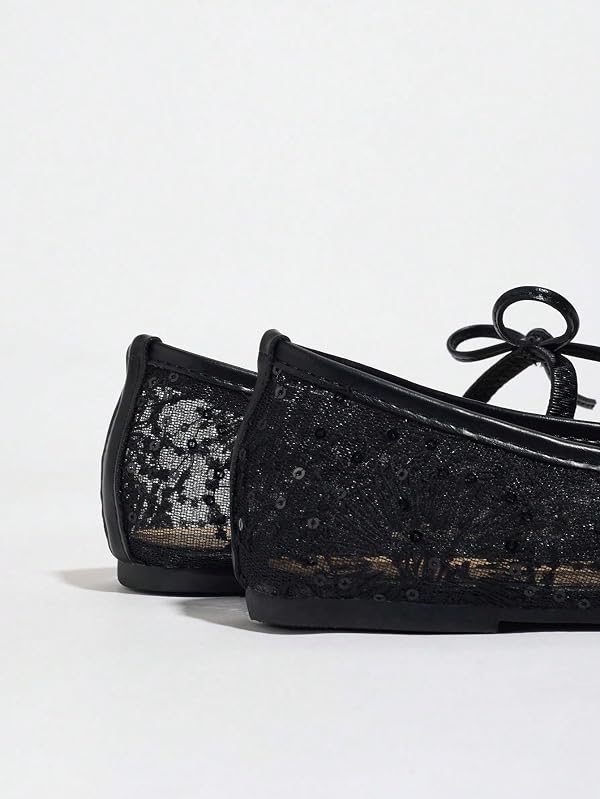 GORGLITTER Women's Lace Mesh Ballet Flats Ballerina Maryjanes Dress Shoes by GORGLITTER - Used condition - Image 4