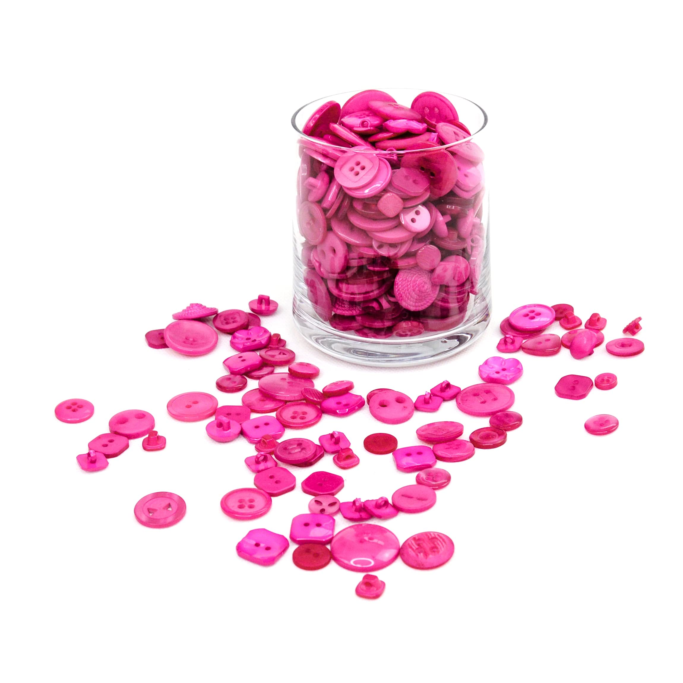 Trimz Fuchsia Assorted Shapes & Sized Buttons 250G,
