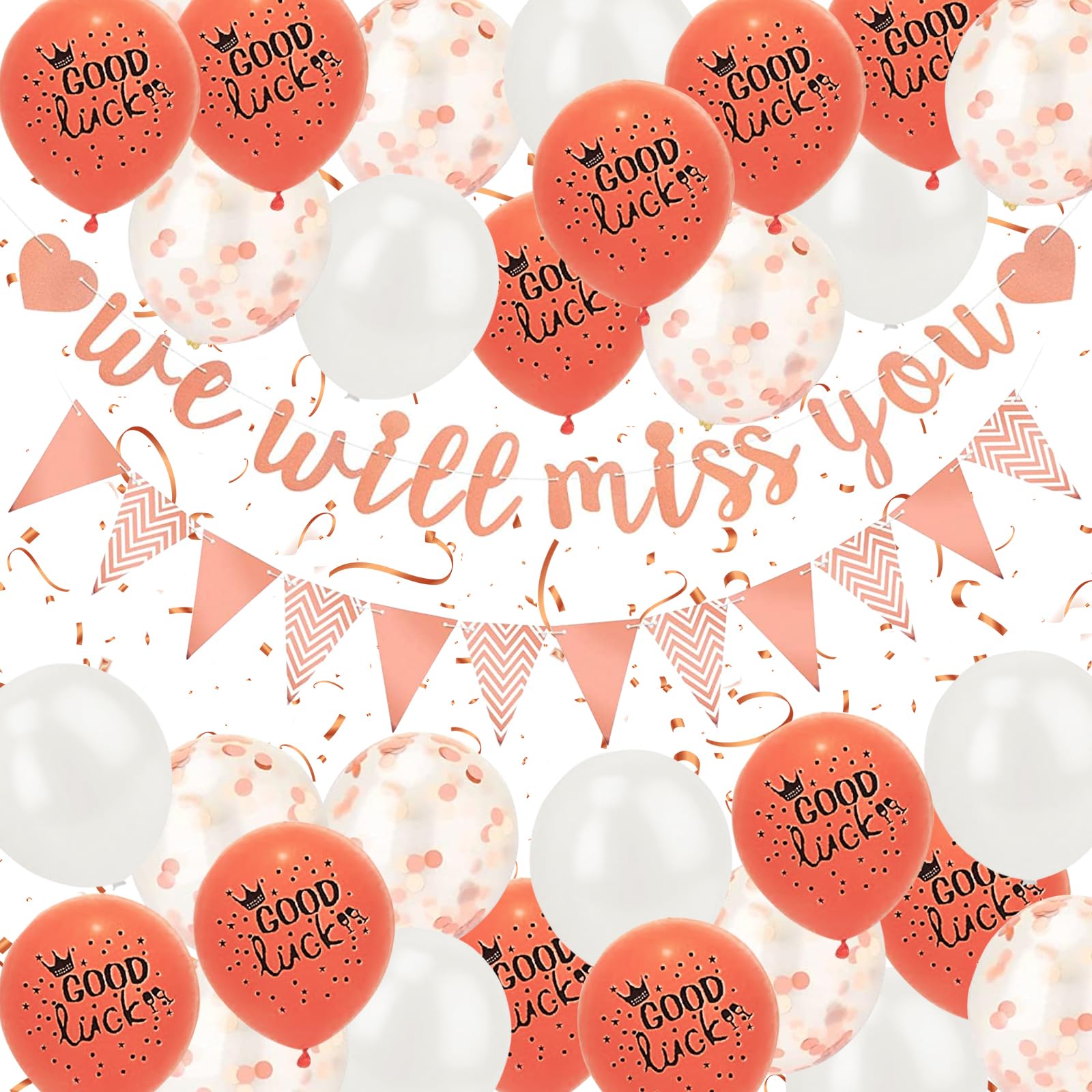 Kit Retraite We Will Miss You Banderole De Décorations De Fête Avec Ballons Porte-bonheur Triangulaires Dorés Pour Départ à La Retraite, Remise De Diplôme, Fête, Bureau, Travail, Etc Collègue En Or