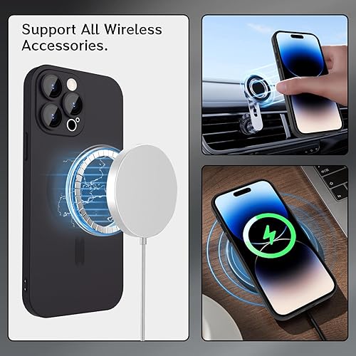 Miniatura 2 de Funda magnética para iPhone 15 Pro Max para mujer, diseño de brillo metálico suave mate con protector de lente de cámara, compatible con Magsafe