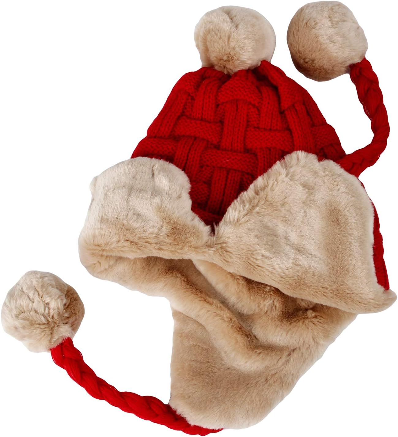 WITHMOONS Fleece Lining Thick Cable Knit Beanie Hat Earflaps Cap FZ70022