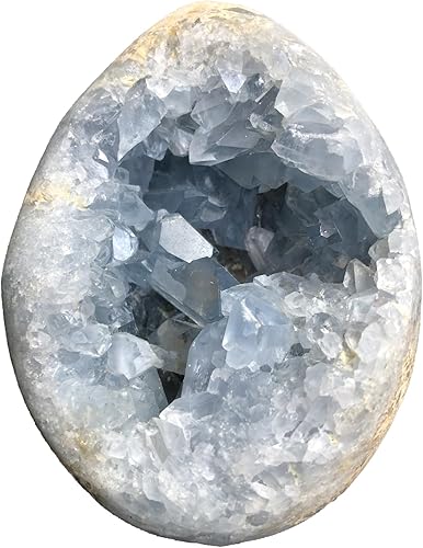 Vista 50 de Geoda de cristal celestita azul crudo natural curativo racimo grande de piedra celestina irregular para decoración del hogar, 1-1.5 libras Celestite